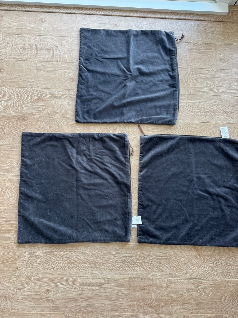 Pottery Barn Velvet Pillow Covers in Charcoal and Black